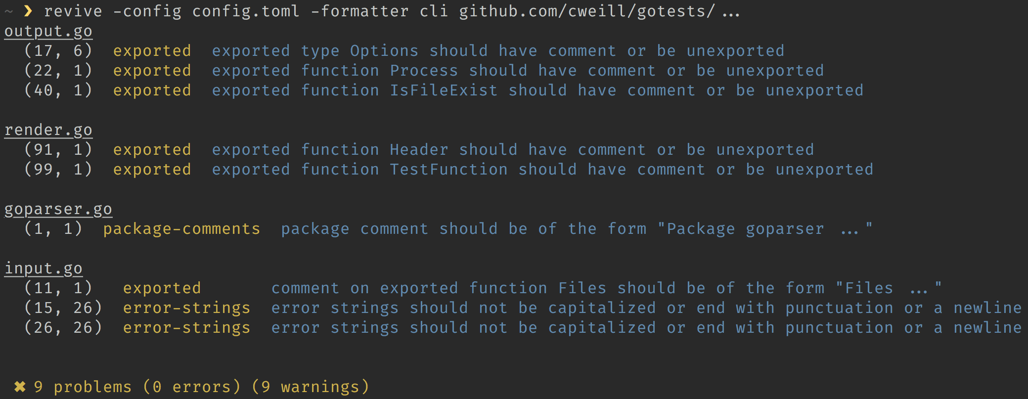 CLI formatter