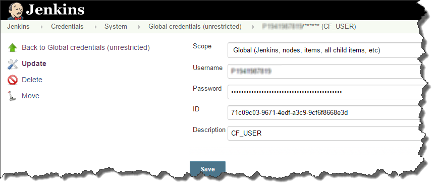 Jenkins credentials configuration